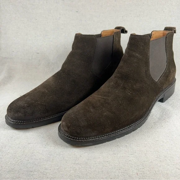Johnston & Murphy Men’s 13M Dark Brown 'Hartley' Suede Chelsea Boots - Picture 2 of 12